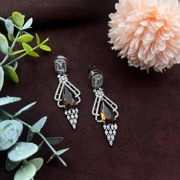 Cubic zirconia cz long leaves drop, dangle crystal 4