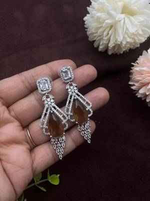 Cubic zirconia cz long leaves drop, dangle crystal 5