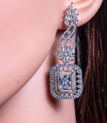 Silver cz diamond crystal earrings indian earrings