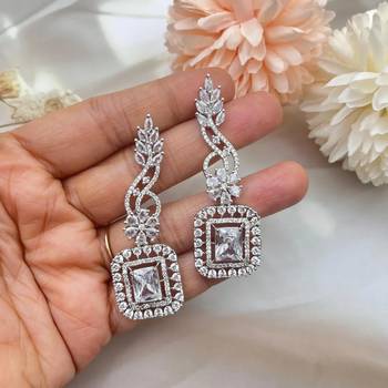 Silver cz diamond crystal earrings indian earrings 2