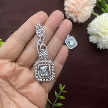 Silver cz diamond crystal earrings indian earrings 3