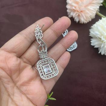 Silver cz diamond crystal earrings indian earrings 4