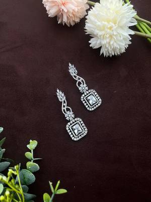 Silver cz diamond crystal earrings indian earrings 5