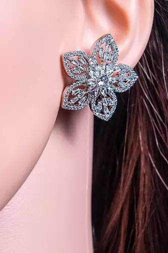 Diamond earrings studs cz floral diamond earrings