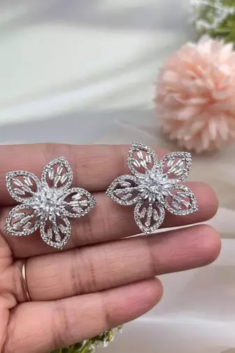 Diamond earrings studs cz floral diamond earrings