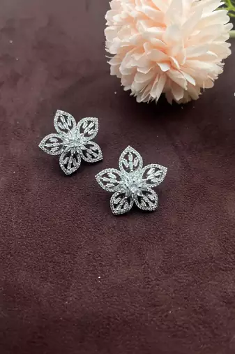 Diamond earrings studs cz floral diamond earrings