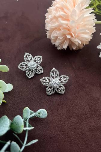Diamond earrings studs cz floral diamond earrings