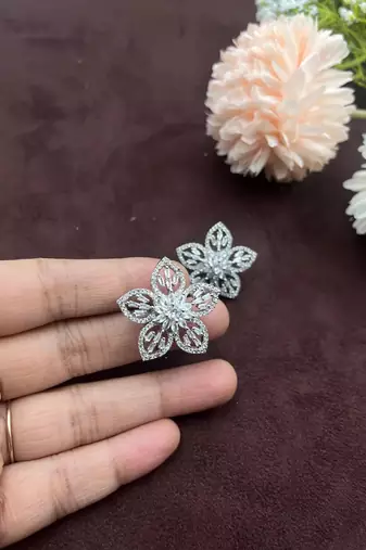 Diamond earrings studs cz floral diamond earrings