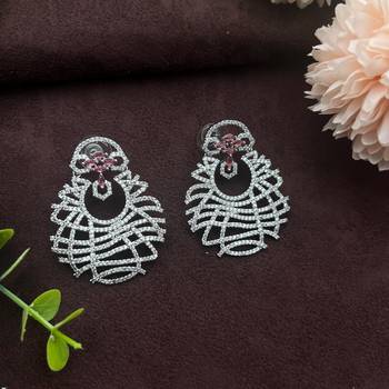 Red pave cz diamond earrings 1