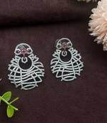 Red pave cz diamond earrings