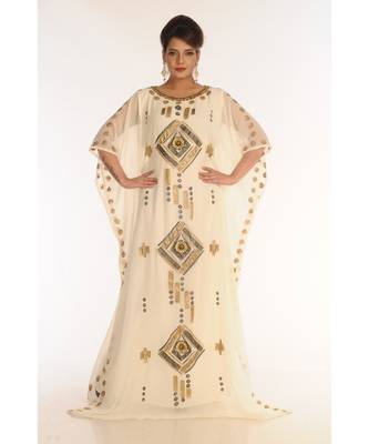 Cream georgette embroidered zariWork islamic-kaftans 1