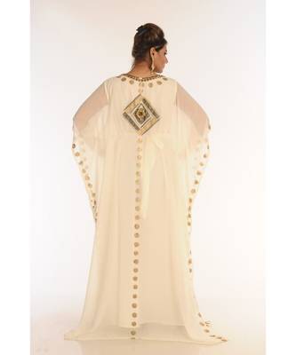 Cream georgette embroidered zariWork islamic-kaftans 2