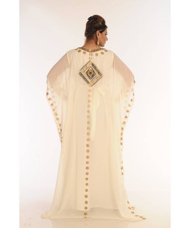 Cream georgette embroidered zariWork islamic-kaftans
