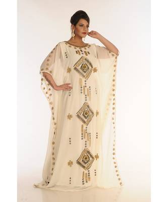 Cream georgette embroidered zariWork islamic-kaftans 3