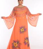 Orange georgette embroidered zari work islamic kaftans
