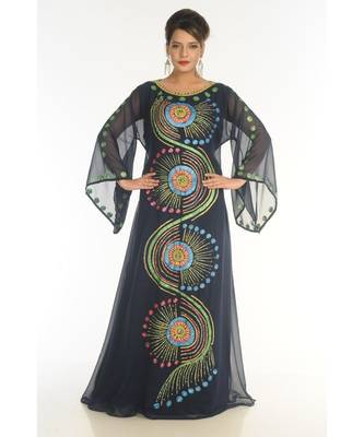 Navy-blue georgette embroidered zariWork islamic-kaftans 1