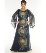 Navy-blue georgette embroidered zariWork islamic-kaftans