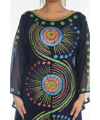 Navy-blue georgette embroidered zariWork islamic-kaftans 4