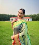 Mehndi Paithani Ganga Jamuna Border Saree,Blouse-not As Per Image