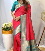 Pink Paithani Silk Saree With Rich Contrast Weaving Pallu And Border & Blouse