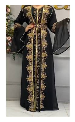 Black Georgette Zari Embroidered Kaftan 1