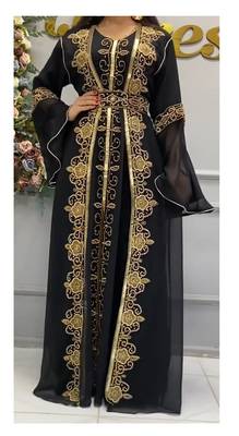 Black Georgette Zari Embroidered Kaftan 2