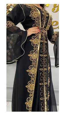 Black Georgette Zari Embroidered Kaftan 3