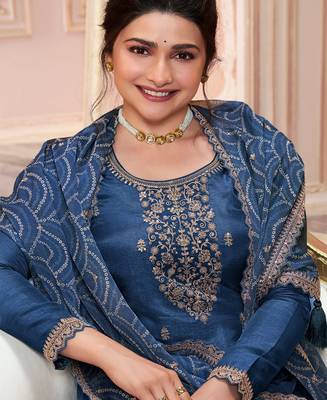 latest blue georgette straight suit for women festive wear 2
