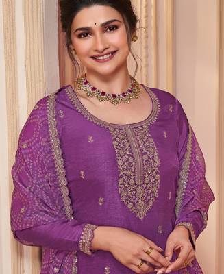 latest purple georgette straight suit for women festive wear 2