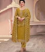 latest mustard georgette straight suit for women festive wear