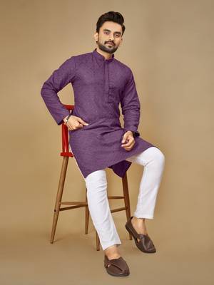 Lavender embroidered rayon straight kurta 1