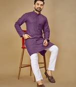 Lavender embroidered rayon straight kurta