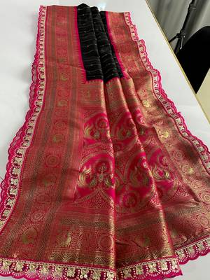 Black Paithani Silk Saree With Rich Contrast Weaving Pallu And Border & Blouse 1