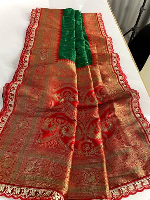 Green Paithani Silk Saree With Rich Contrast Weaving Pallu And Border & Blouse 1