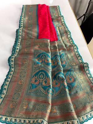 Pink Paithani Silk Saree With Rich Contrast Weaving Pallu And Border & Blouse 1