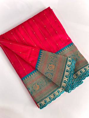 Pink Paithani Silk Saree With Rich Contrast Weaving Pallu And Border & Blouse 4