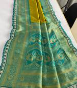 Lemon Yellow Paithani Silk Saree With Rich Contrast Weaving Pallu And Border & Blouse