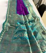 Purple Paithani Silk Saree With Rich Contrast Weaving Pallu And Border & Blouse