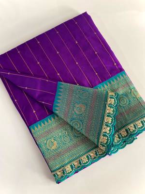 Purple Paithani Silk Saree With Rich Contrast Weaving Pallu And Border & Blouse 5
