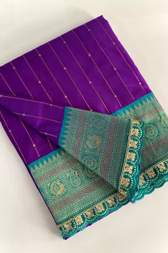 Purple Paithani Silk Saree With Rich Contrast Weaving Pallu And Border & Blouse