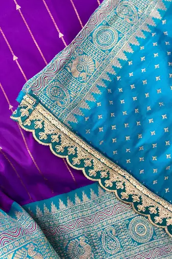 Purple Paithani Silk Saree With Rich Contrast Weaving Pallu And Border & Blouse