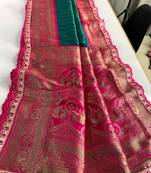 Rama Paithani Silk Saree With Rich Contrast Weaving Pallu And Border & Blouse