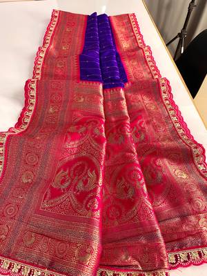 Violet Paithani Silk Saree With Rich Contrast Weaving Pallu And Border & Blouse 1