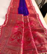 Violet Paithani Silk Saree With Rich Contrast Weaving Pallu And Border & Blouse
