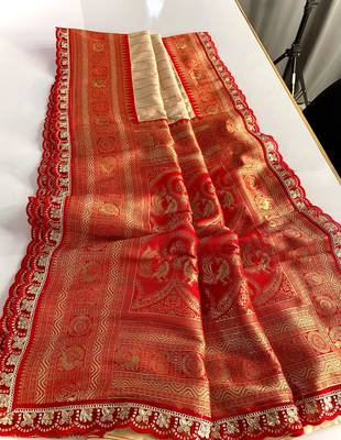 White Paithani Silk Saree With Rich Contrast Weaving Pallu And Border & Blouse 1