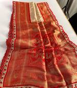 White Paithani Silk Saree With Rich Contrast Weaving Pallu And Border & Blouse