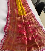 Yellow Paithani Silk Saree With Rich Contrast Weaving Pallu And Border & Blouse