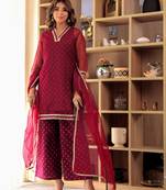 Purple color organza kurta with palazzos & dupatta