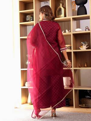 Purple color organza kurta with palazzos & dupatta 4