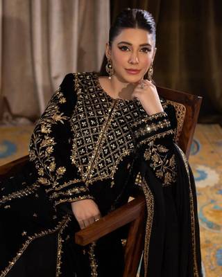 Black Viscos Velvet Embroidery Work Full Sleeve Fully Stitched  Ready To Wear Kurti Set 4